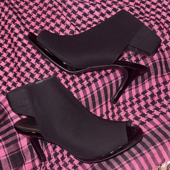 Life Stride Velocity Memory Foam Black Women's Heels Size 9.5 Peep Toe Booties - Picture 2 of 15